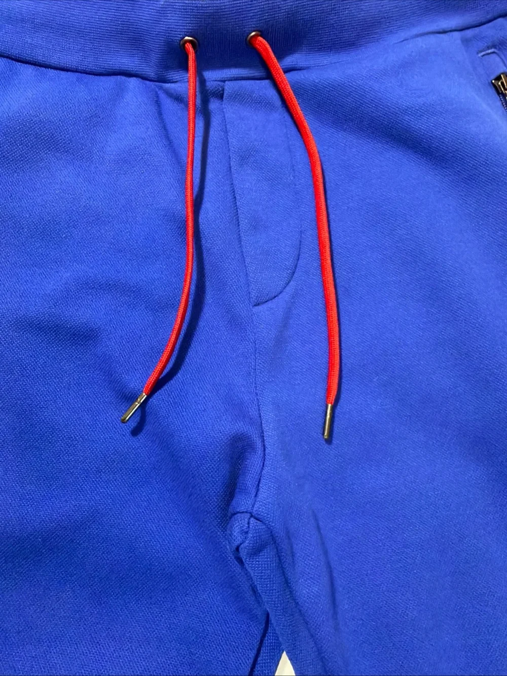 Polo by Ralph Lauren Men's Blue Track Pants with White Side Stripes